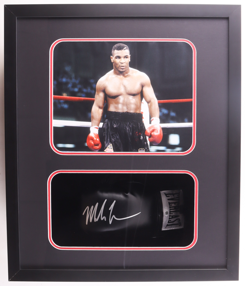 Mike Tyson Signed Custom Framed Shadowbox Everlast Boxing Glove Display (Tyson & JSA) at PristineAuction.com Mike Tyson Signed Custom Framed Shadowbox Everlast Boxing Glove Display (Tyson & JSA) at PristineAuction.com