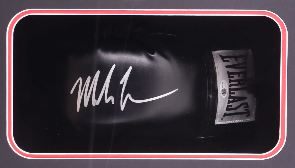 Mike Tyson Signed Custom Framed Shadowbox Everlast Boxing Glove Display (Tyson & JSA) at PristineAuction.com Mike Tyson Signed Custom Framed Shadowbox Everlast Boxing Glove Display (Tyson & JSA) at PristineAuction.com