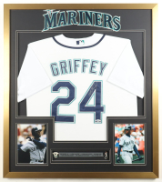 Ken Griffey Jr. Signed Custom Framed Jersey Display with (2) Retirement Pins & Stat Plaque (Beckett) at PristineAuction.com