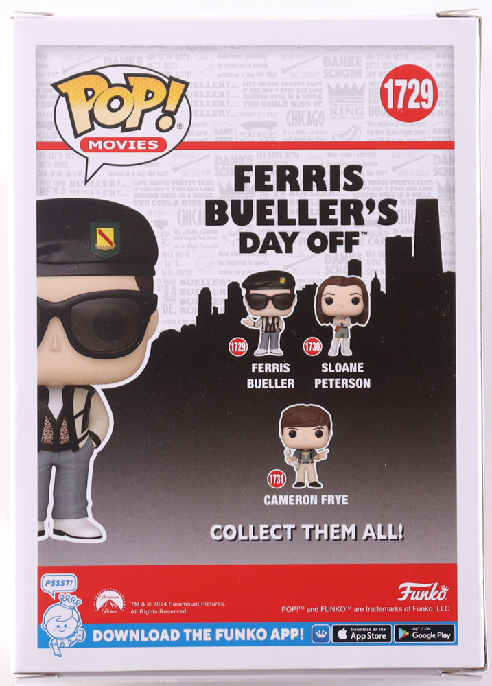 Matthew Broderick Signed "Ferris Bueller's Day Off" #1729 Ferris Bueller Funko Pop! Vinyl Figure (Beckett) at PristineAuction.com Matthew Broderick Signed "Ferris Bueller's Day Off" #1729 Ferris Bueller Funko Pop! Vinyl Figure (Beckett) at PristineAuction.com