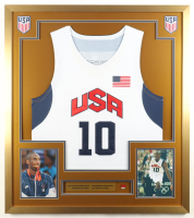 Kobe Bryant Custom Framed Jersey Display with Beijing 2008 Olympics Pin & Stat Plaque at PristineAuction.com