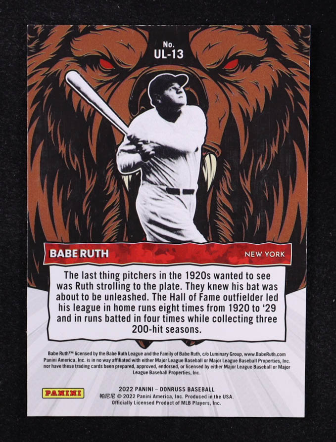 Babe Ruth 2022 Donruss Unleashed Rapture #13 at PristineAuction.com Babe Ruth 2022 Donruss Unleashed Rapture #13 at PristineAuction.com