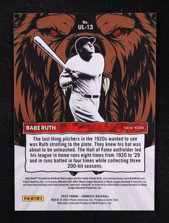 Babe Ruth 2022 Donruss Unleashed Diamond #13 at PristineAuction.com Babe Ruth 2022 Donruss Unleashed Diamond #13 at PristineAuction.com