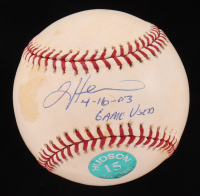 Tim Hudson Signed Game-Used OML Baseball Inscribed "4-16-03 Game Used" (Beckett) at PristineAuction.com