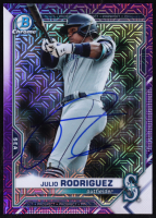 Julio Rodriguez 2021 Topps Bowman Chrome Prospects Purple Mojo Refractor Auto #BCP-231 RC at PristineAuction.com