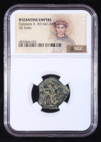 Byzantine Empire Constans II, AD 641-668 AE Follis (NGC) at PristineAuction.com