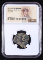 Byzantine Empire Constans II, AD 641-668 AE Follis (NGC) at PristineAuction.com