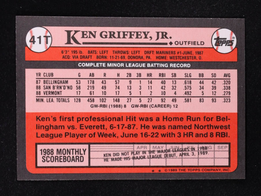 Ken Griffey Jr. 1989 Topps Traded #41T RC at PristineAuction.com Ken Griffey Jr. 1989 Topps Traded #41T RC at PristineAuction.com