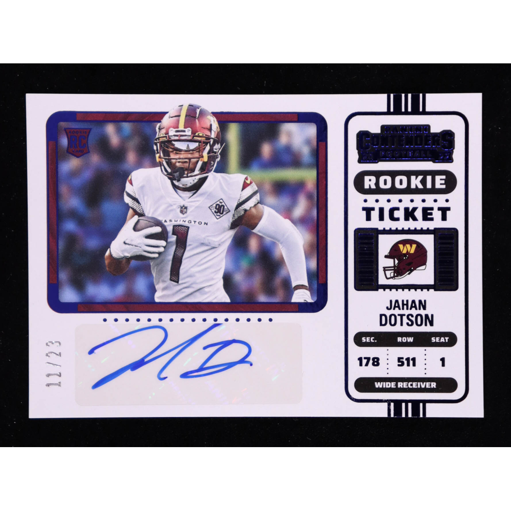 Jahan Dotson 2022 Zenith Contenders Rookie Ticket Preview Blue Autographs #121 #11/23 RC at PristineAuction.com