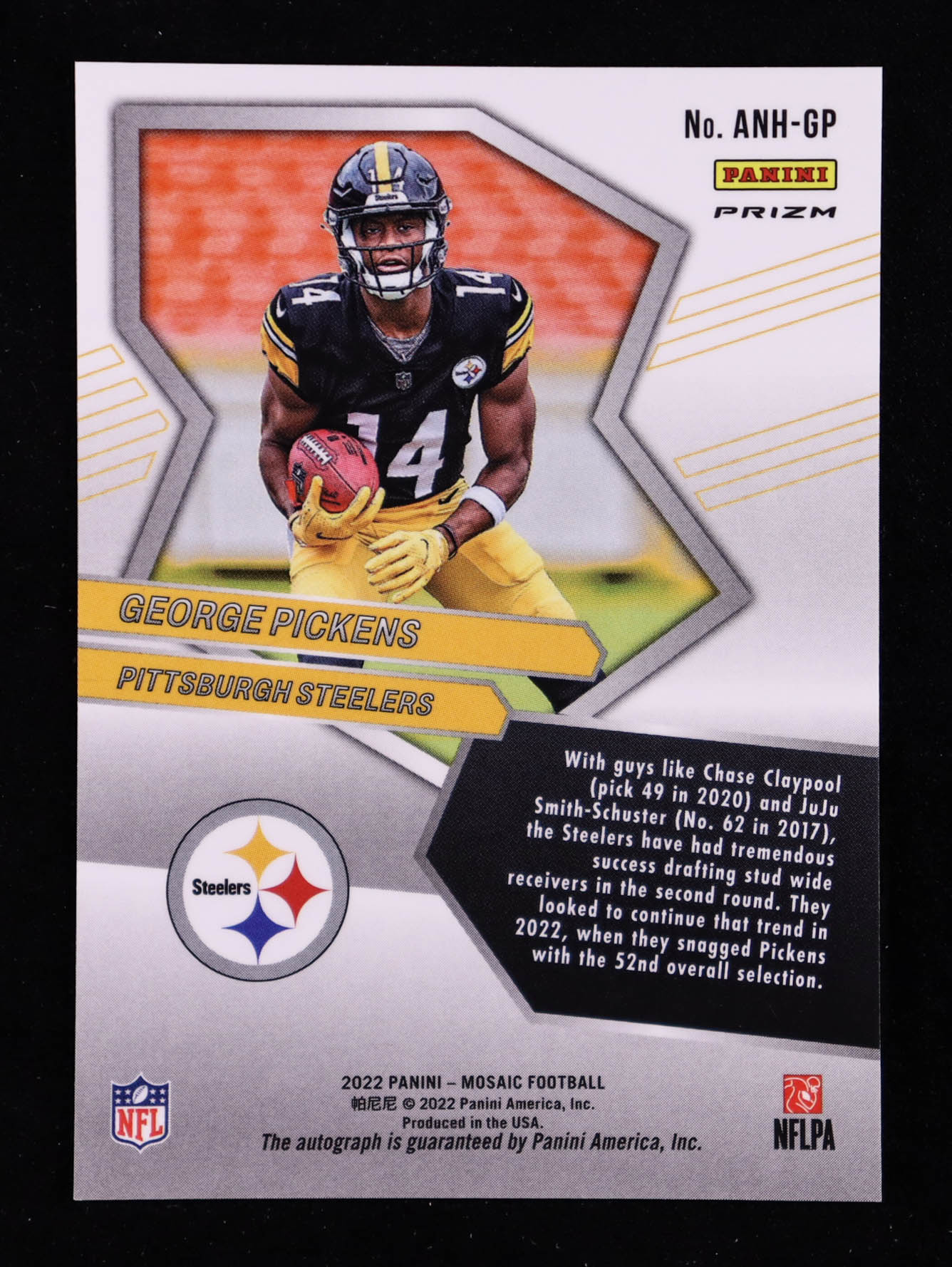 George Pickens 2022 Panini Mosaic Autographs No Huddle #75 RC at PristineAuction.com George Pickens 2022 Panini Mosaic Autographs No Huddle #75 RC at PristineAuction.com