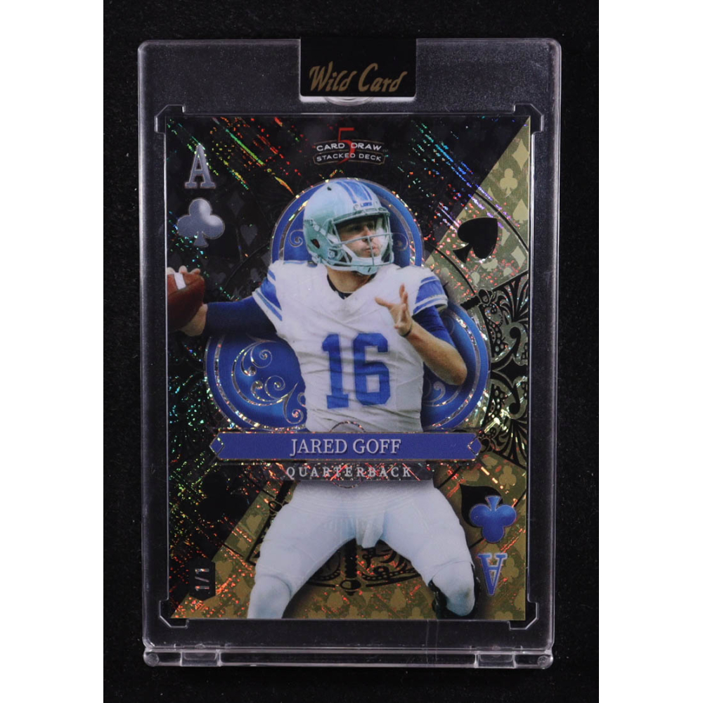 Jared Goff 2024 Wild Card 5 Card Draw Stacked Deck Ace Black Gold Cross Hatch #JGN #1/1 at PristineAuction.com
