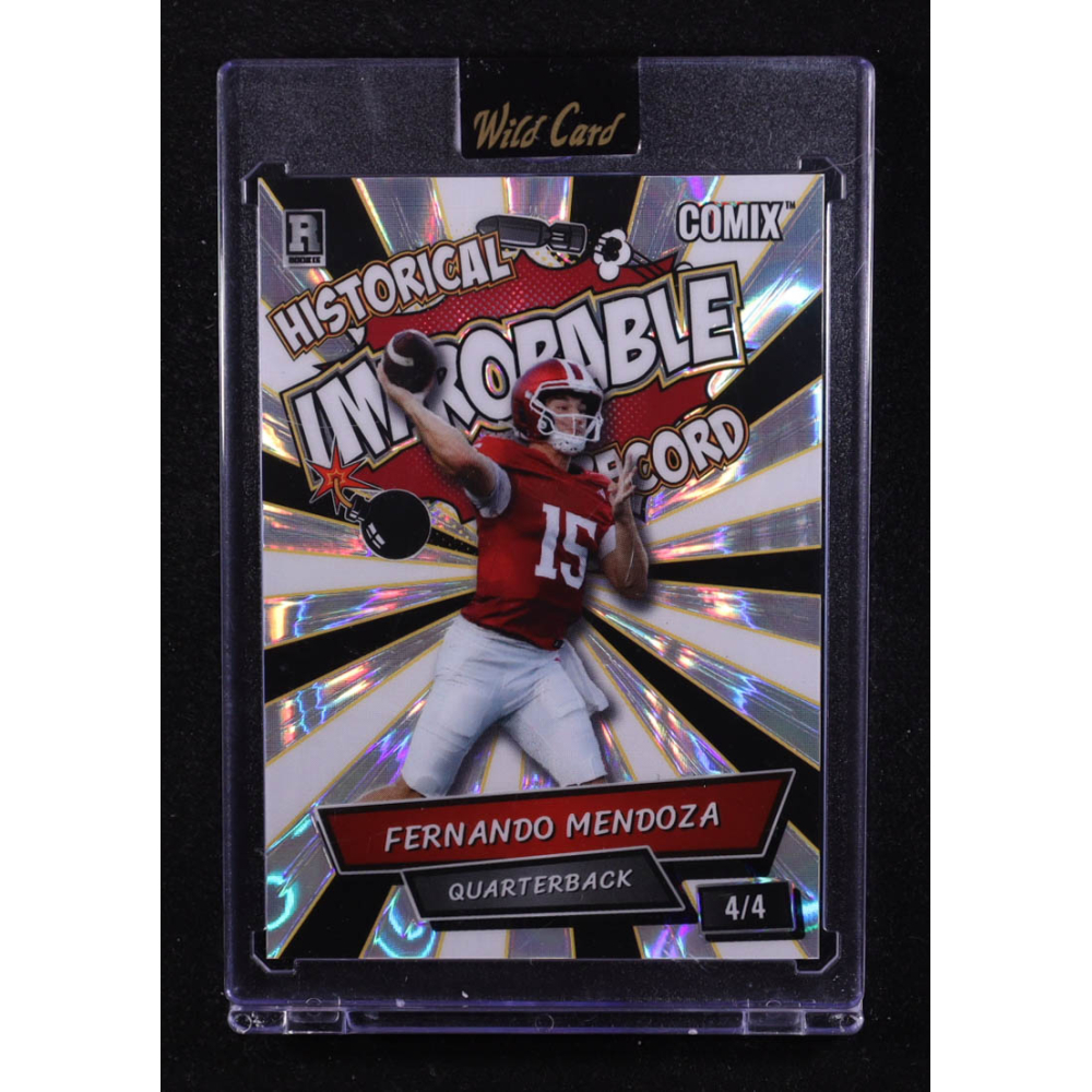 Fernando Mendoza 2025 Wild Card Comix Improbable Lava #FM03 #4/4 RC at PristineAuction.com