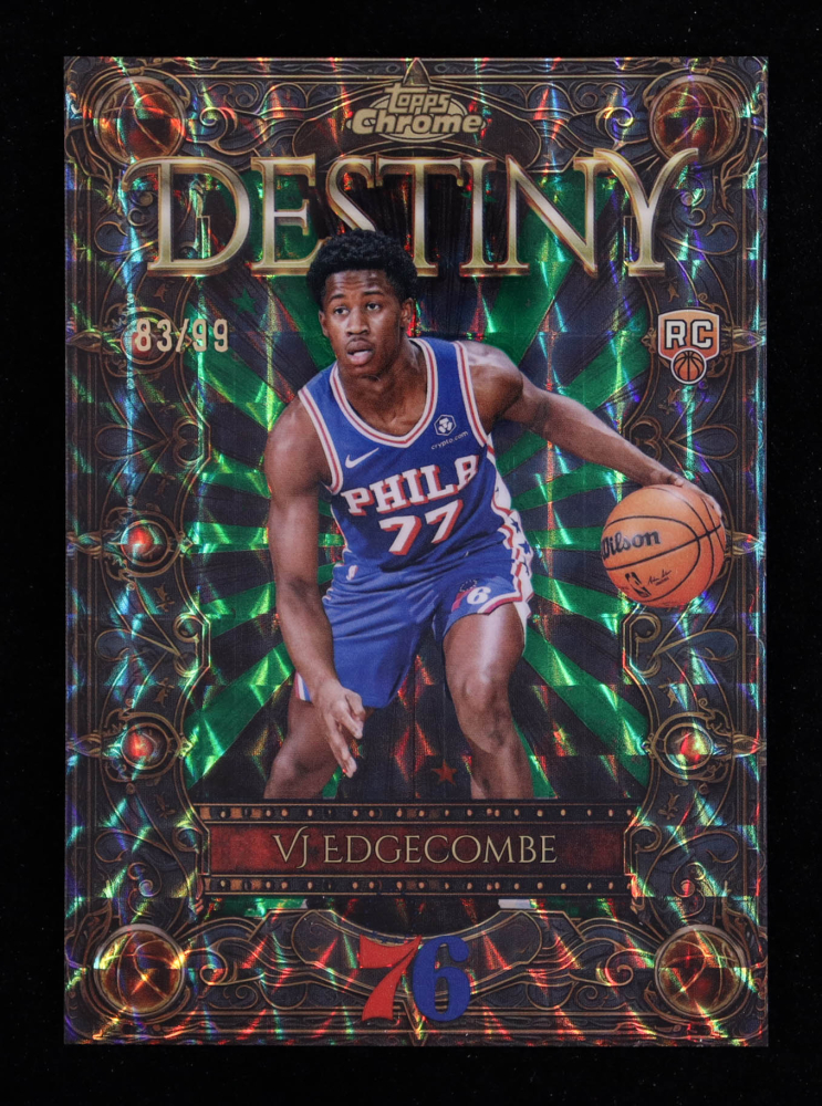 VJ Edgecombe 2025-26 Topps Chrome Destiny Green Geometric Refractors #D3 #83/99 RC