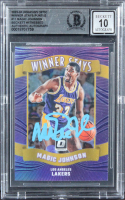 Magic Johnson Signed 2023 Donruss Optic Winner Stays Purple #11 (BGS | Auto 10) at PristineAuction.com