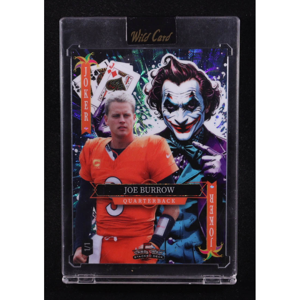 Joe Burrow 2025 Wild Card 5 Card Draw Stacked Deck Joker Blue Kaleidoscope #JBNp02 #1/1 at PristineAuction.com