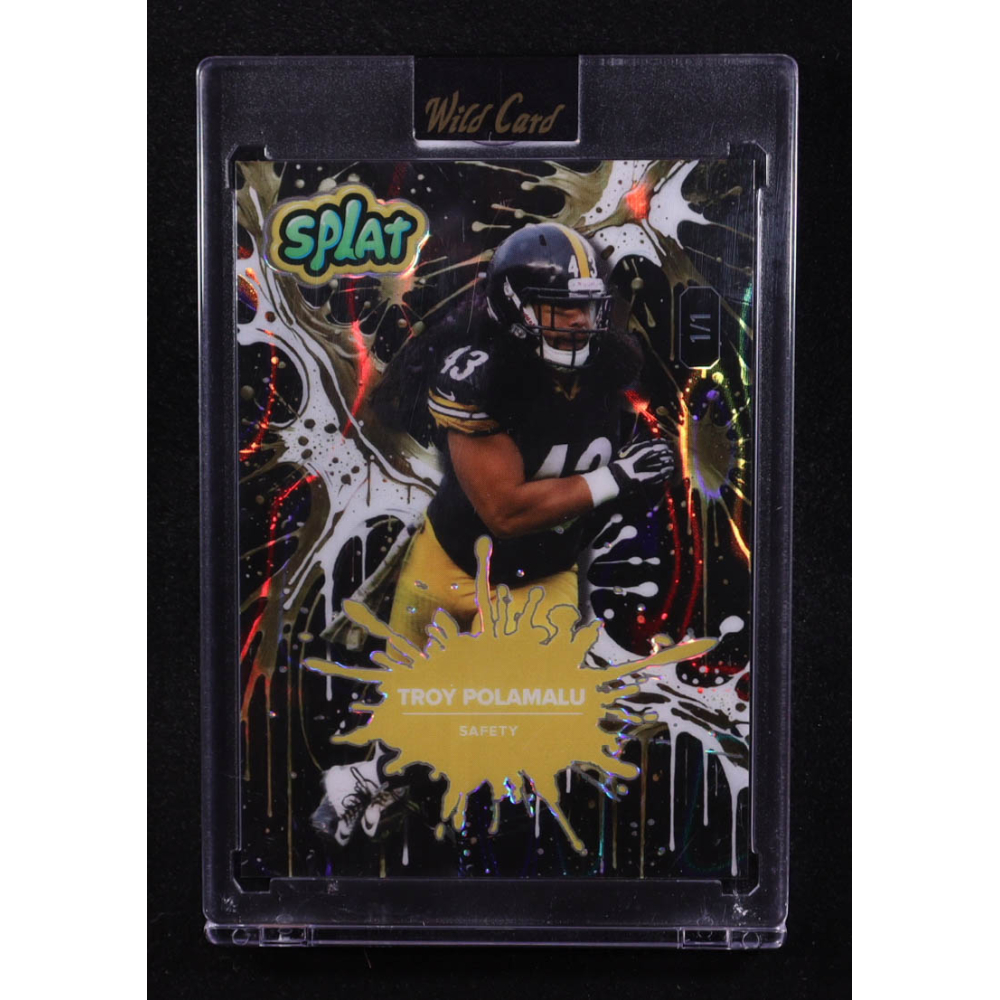 Troy Polamalu 2025 Wild Card Splat Gold4 Gold Circles #TP #1/1 at PristineAuction.com