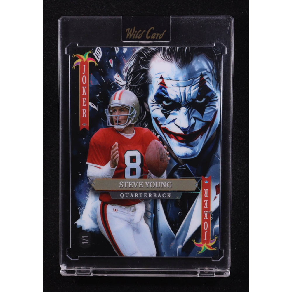 Steve Young 2025 Wild Card Jokers Wild Joker Blue Rainbow #SYNk01 #1/1 at PristineAuction.com