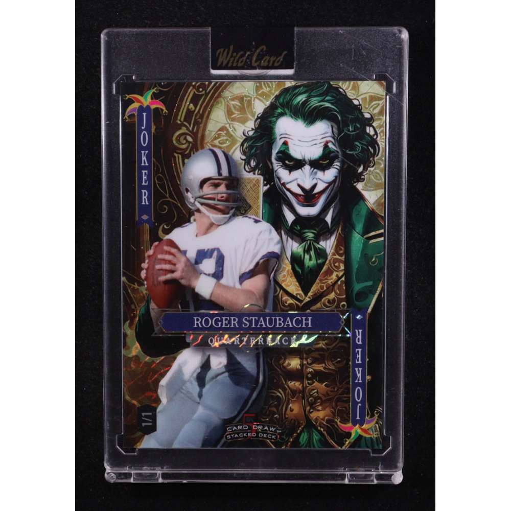 Roger Staubach 2025 Wild Card Jokers Wild Joker Yellow Island #RSNg07 #1/1 at PristineAuction.com