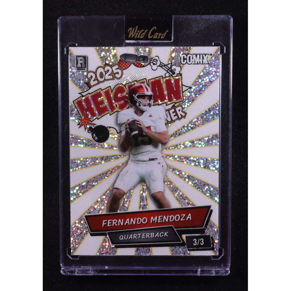 Fernando Mendoza 2025 Wild Card Comix Heisman Glitter #FM05 #3/3 RC at PristineAuction.com