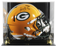 A.J. Hawk Signed Packers Full-Size Speed Helmet with Display Case (Beckett) at PristineAuction.com