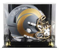 Eric Dickerson Signed Rams Full-Size Slate Alternate Speed Helmet Inscribed "HOF 99" with Display Case (Beckett) at PristineAuction.com