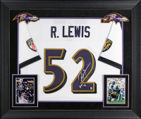Ray Lewis Signed Ravens Custom Framed Mitchell & Ness Authentic Jersey Inscribed "HOF 18" (Beckett) at PristineAuction.com