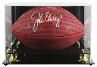 John Elway Signed Official NFL "The Duke" Broncos Team Showcase Logo Football with Display Case (Beckett) at PristineAuction.com