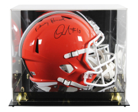 Quinshon Judkins Signed Browns Full-Size Speed Helmet Inscribed "Dawg Pound" with Display Case (Beckett) at PristineAuction.com