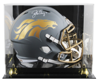 John Elway Signed Broncos Full-Size Slate Alternate Speed Helmet with Display Case (Beckett) at PristineAuction.com