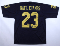 2023 Michigan Wolverines Team-Signed Jersey By (11) with J.J. McCarthy, Tommy Doman, Greg Crippen, Zeke Berry (Beckett) at PristineAuction.com