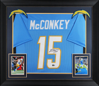Ladd McConkey Signed Custom Framed Jersey (Beckett) at PristineAuction.com