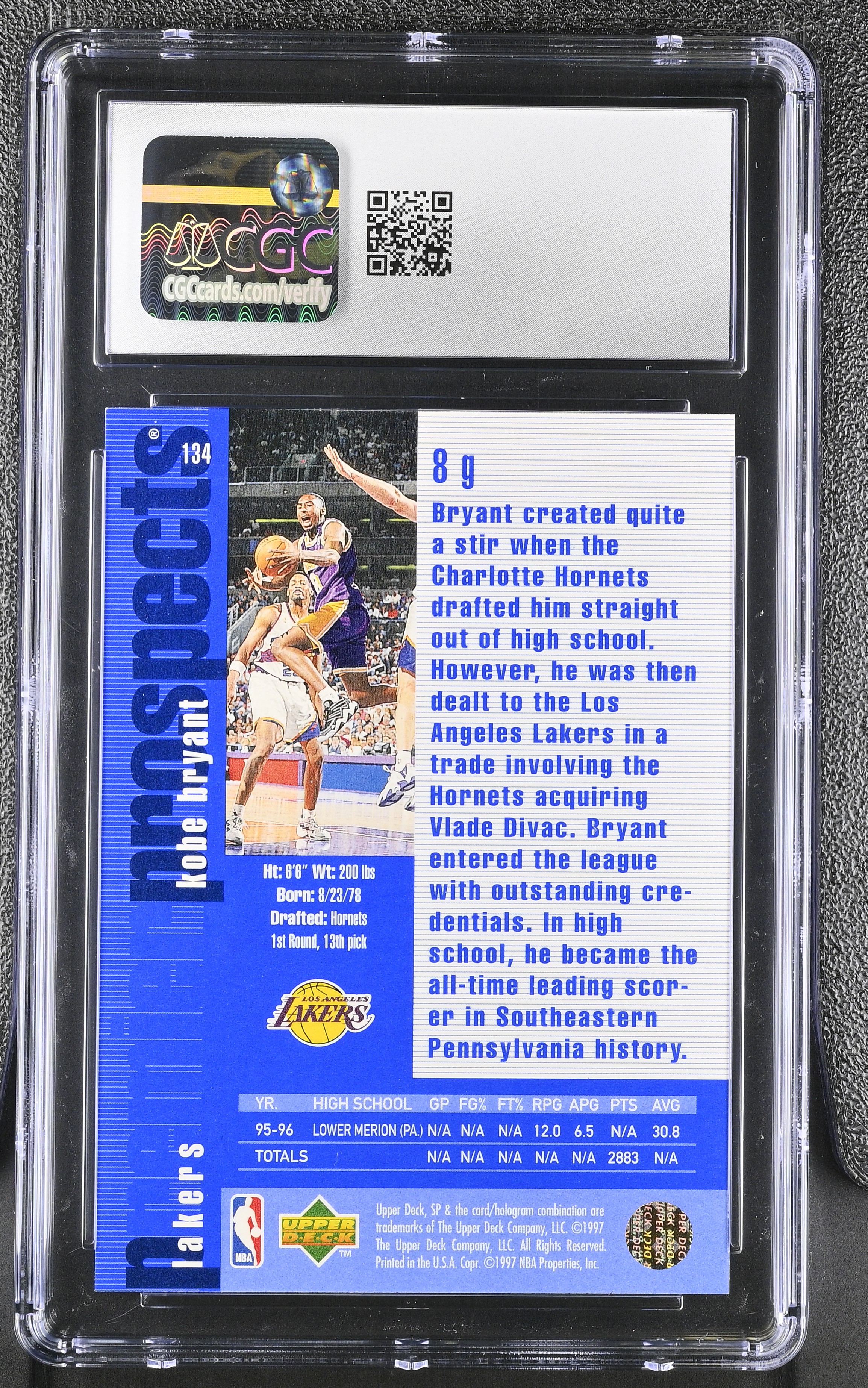 Kobe Bryant 1996-97 SP #134 RC (CGC 9.5) at PristineAuction.com Kobe Bryant 1996-97 SP #134 RC (CGC 9.5) at PristineAuction.com