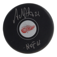 Adam Oates Signed Red Wings Logo Hockey Puck Inscribed "HOF 12" (Schwartz) at PristineAuction.com