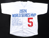 Freddie Freeman Signed Highlight Stat Jersey (Beckett) at PristineAuction.com