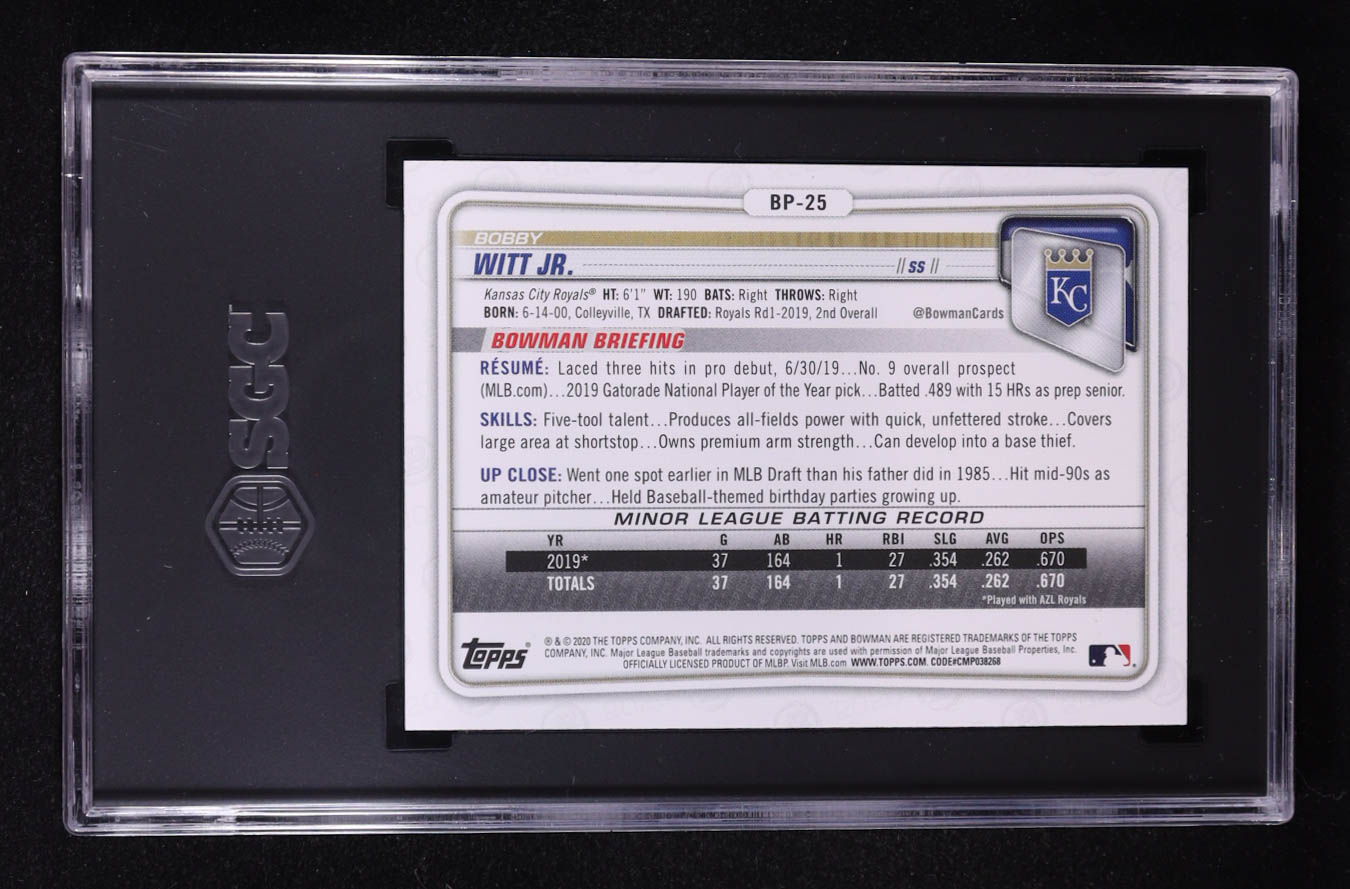 Bobby Witt Jr. 2020 Bowman Prospects #BP25 RC (SGC 10) at PristineAuction.com Bobby Witt Jr. 2020 Bowman Prospects #BP25 RC (SGC 10) at PristineAuction.com