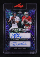 Peyton Manning / Joe Montana 2026 Leaf Sports Heroes Dual Autographs Shimmer Blue #H2-24 #1/1 at PristineAuction.com