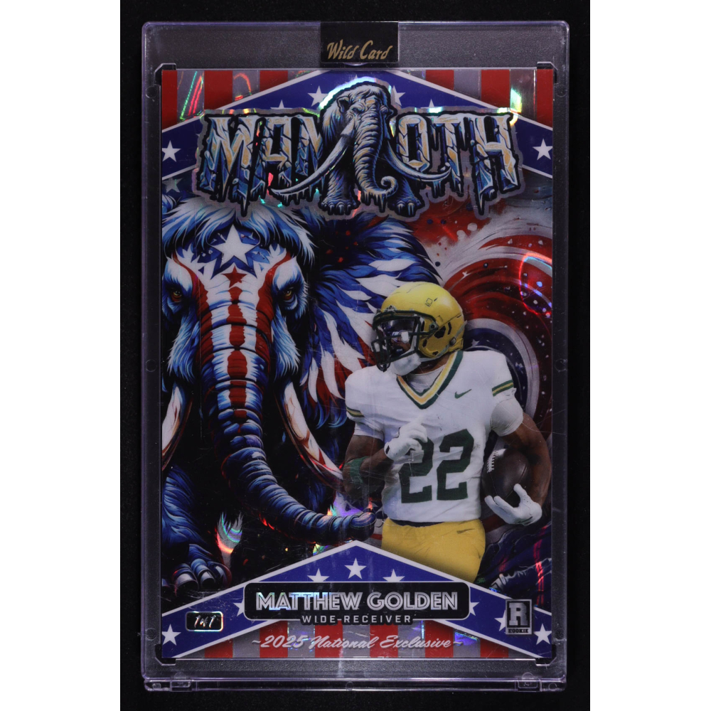 Matthew Golden 2025 Wild Card Patriotic Mammoths Football Lava #MG #1/1 RC at PristineAuction.com