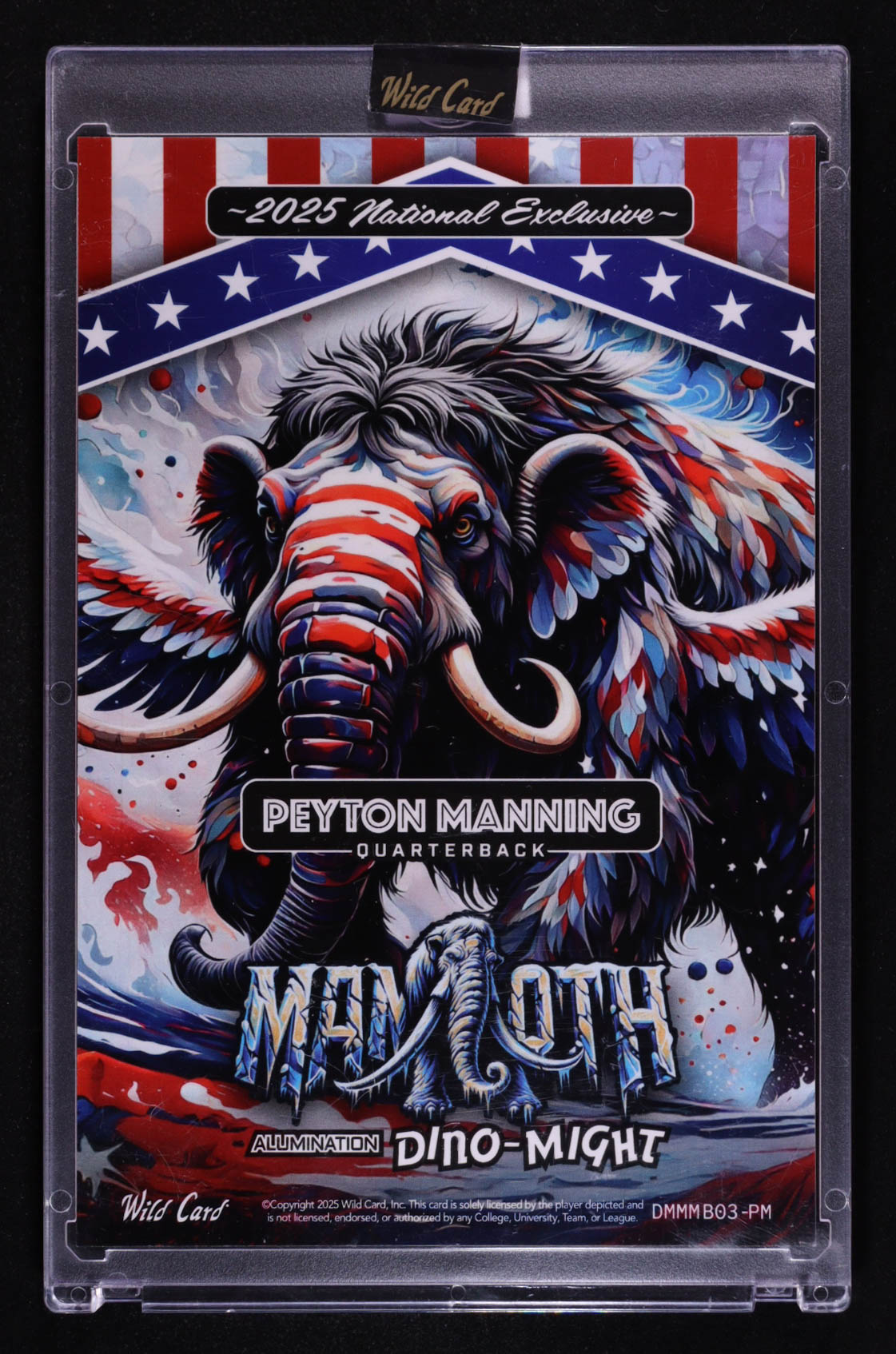 Peyton Manning 2025 Wild Card Patriotic Mammoths Football Lava #PM #1/1 at PristineAuction.com Peyton Manning 2025 Wild Card Patriotic Mammoths Football Lava #PM #1/1 at PristineAuction.com