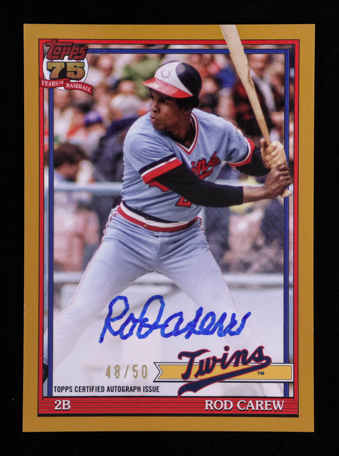 Rod Carew 2026 Topps '91 Topps Autographs Gold Foil #91ARC #48/50 at PristineAuction.com Rod Carew 2026 Topps '91 Topps Autographs Gold Foil #91ARC #48/50 at PristineAuction.com