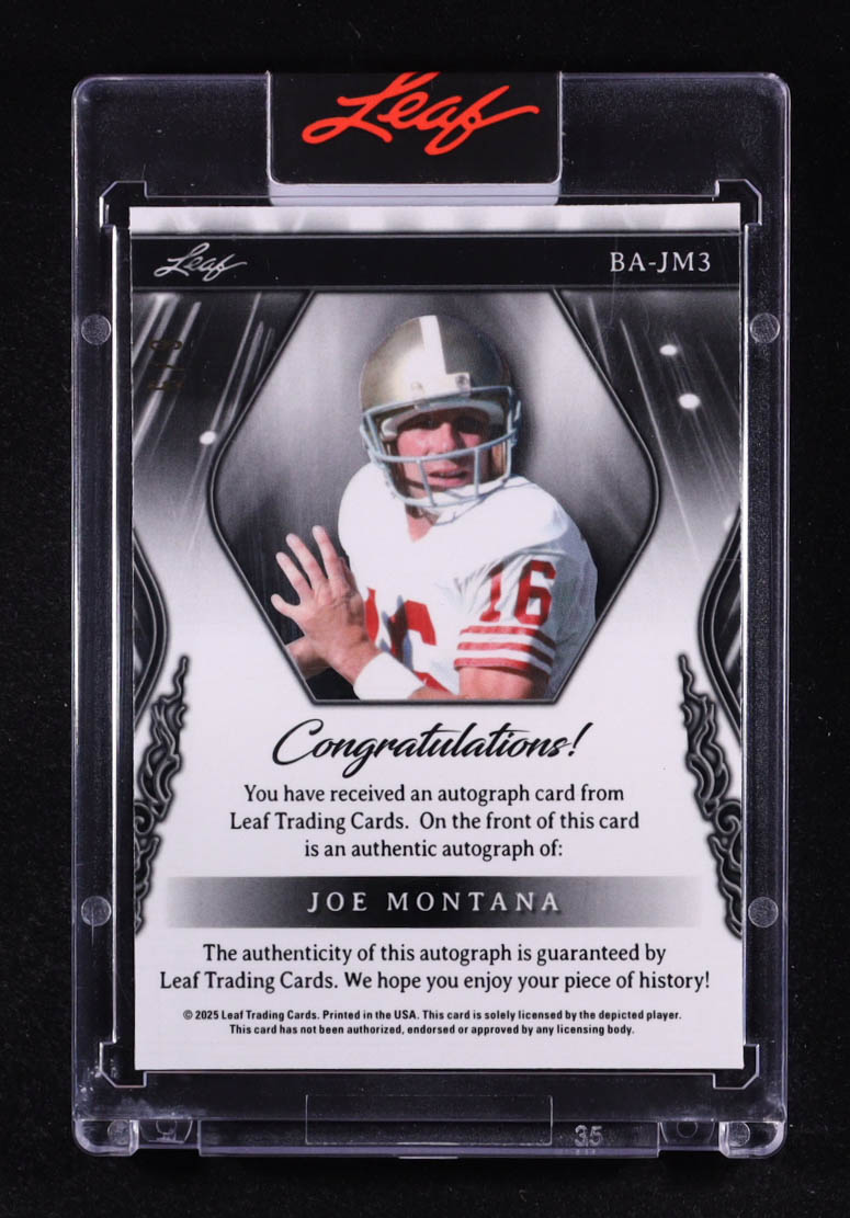 Joe Montana 2025 Leaf Sports Heroes Autographs Green Crystal #BAJM3 #6/9 at PristineAuction.com Joe Montana 2025 Leaf Sports Heroes Autographs Green Crystal #BAJM3 #6/9 at PristineAuction.com