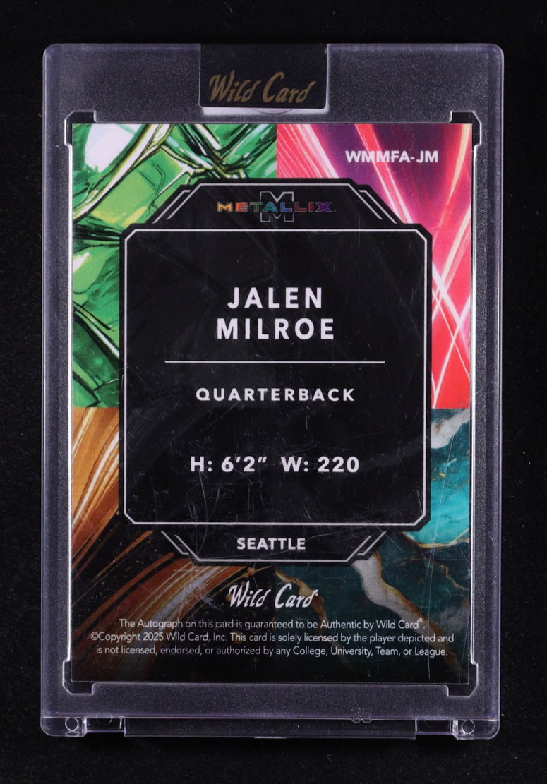 Jalen Milroe 2025 Wild Card Metallix Autographs Wild Marble Rainbow Foil #WMMFA-JM RC #1/1 at PristineAuction.com Jalen Milroe 2025 Wild Card Metallix Autographs Wild Marble Rainbow Foil #WMMFA-JM RC #1/1 at PristineAuction.com