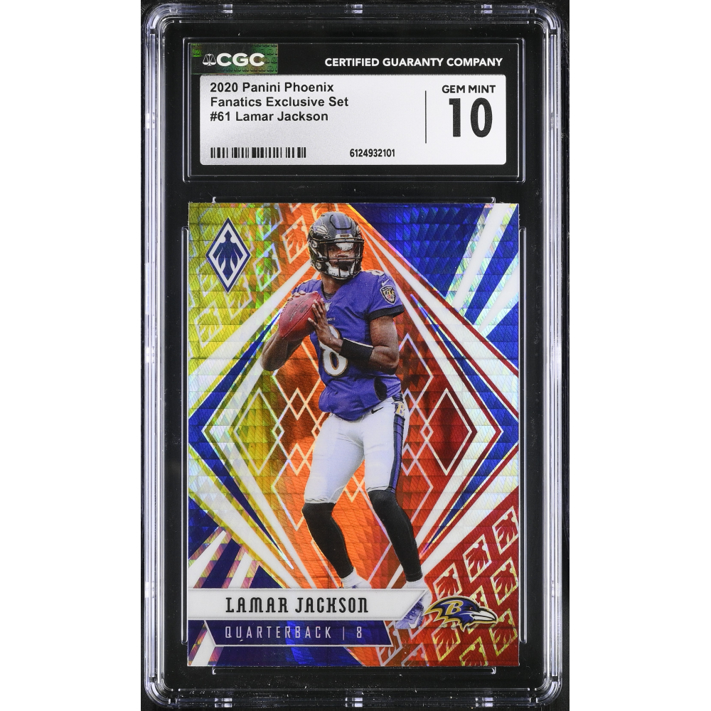 Lamar Jackson 2020 Panini Phoenix Fire Burst #61 (CGC 10) at PristineAuction.com