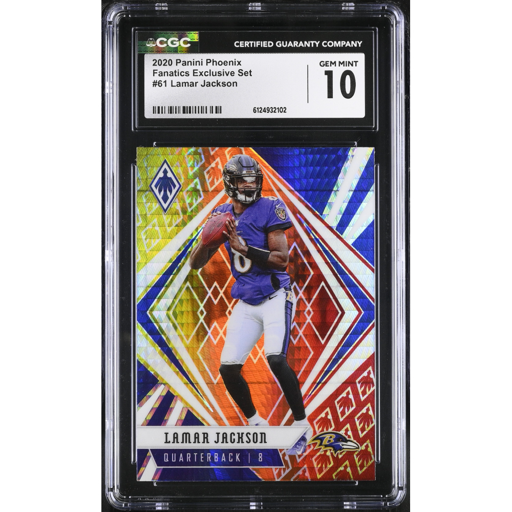 Lamar Jackson 2020 Panini Phoenix Fire Burst #61 (CGC 10) at PristineAuction.com