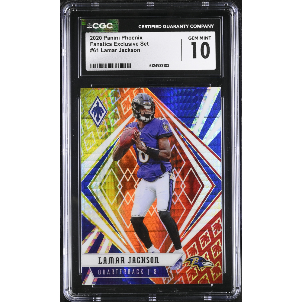 Lamar Jackson 2020 Panini Phoenix Fire Burst #61 (CGC 10) at PristineAuction.com
