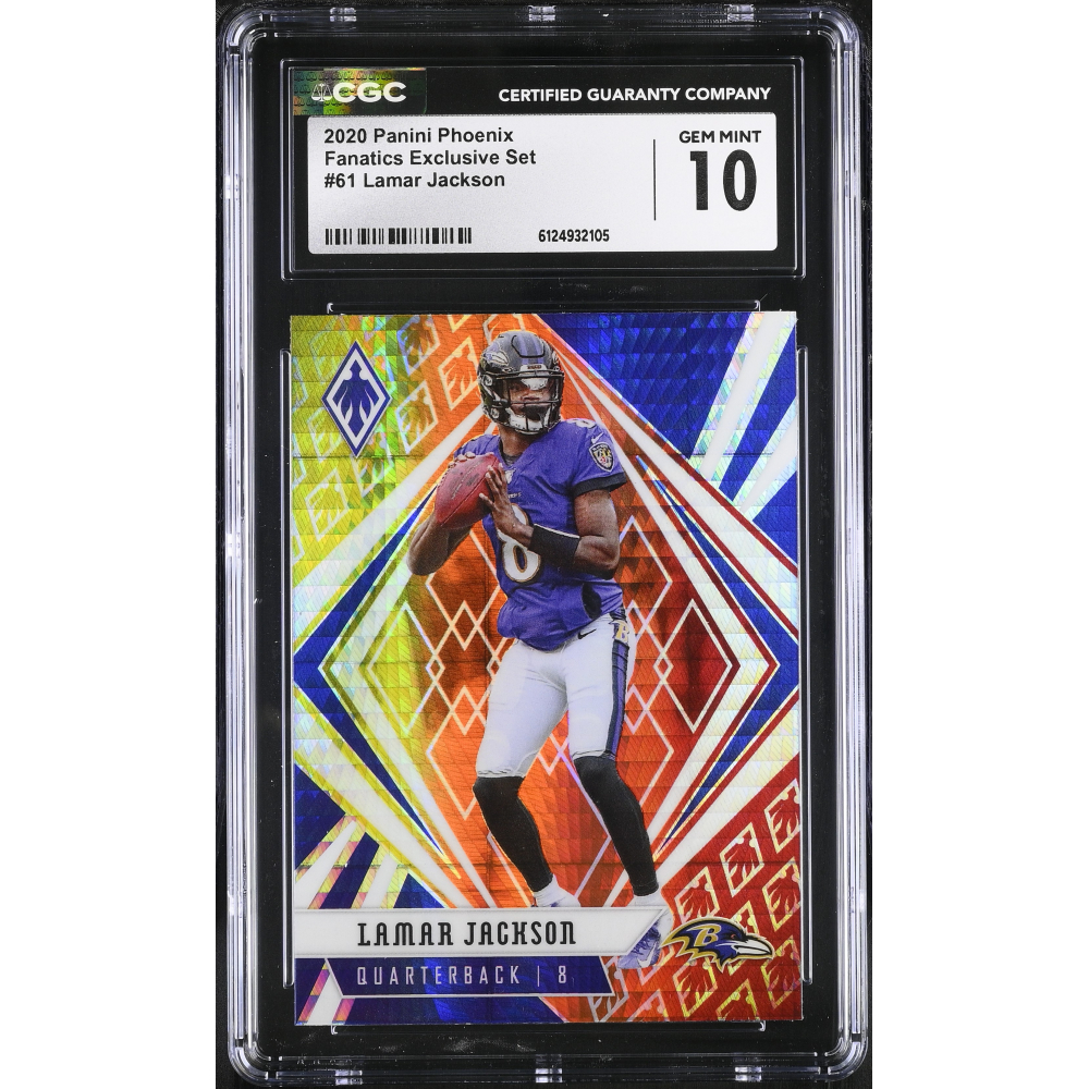 Lamar Jackson 2020 Panini Phoenix Fire Burst #61 (CGC 10) at PristineAuction.com