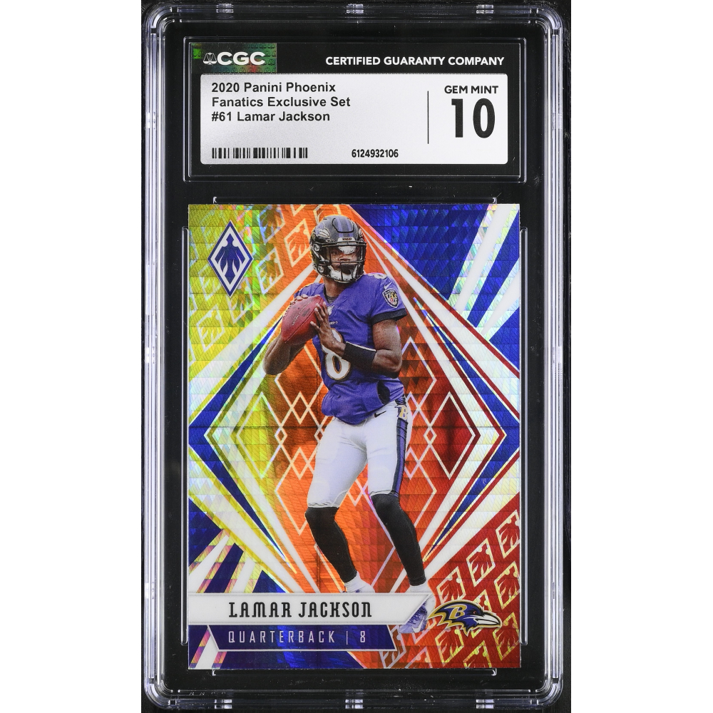 Lamar Jackson 2020 Panini Phoenix Fire Burst #61 (CGC 10) at PristineAuction.com