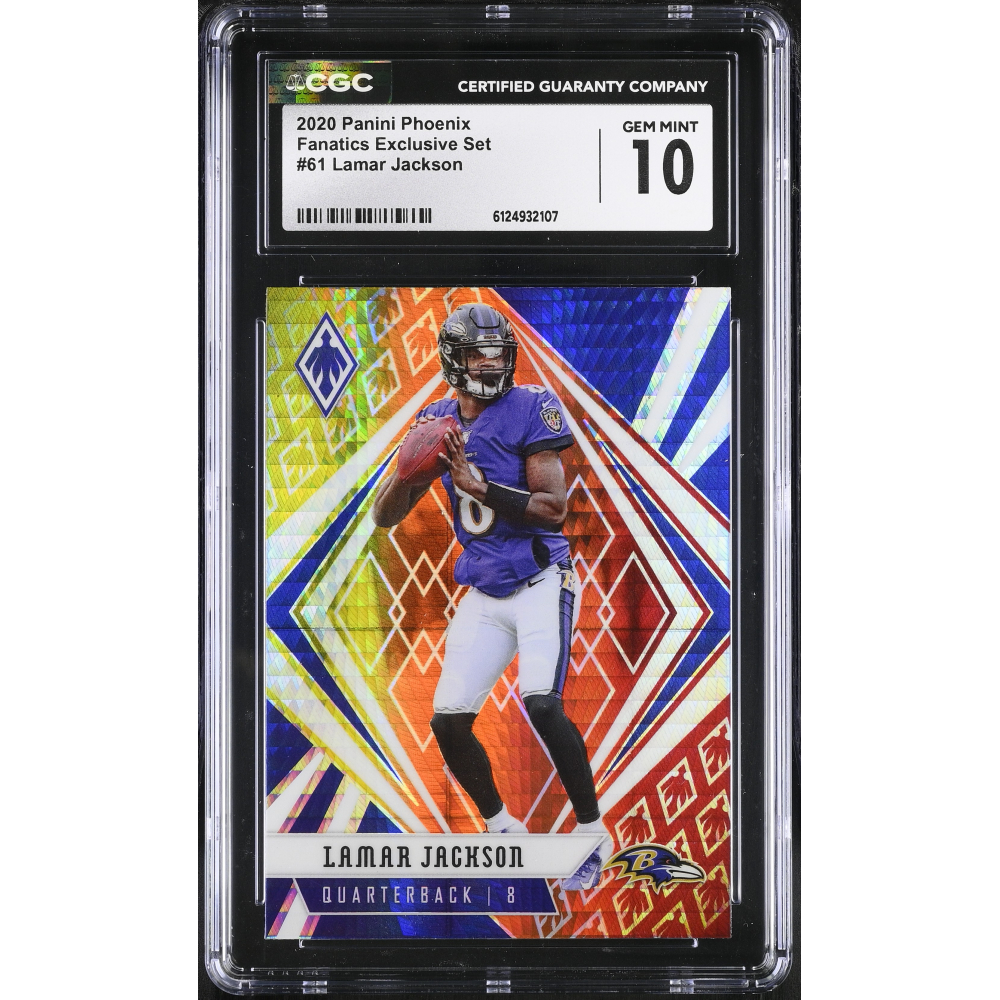 Lamar Jackson 2020 Panini Phoenix Fire Burst #61 (CGC 10) at PristineAuction.com