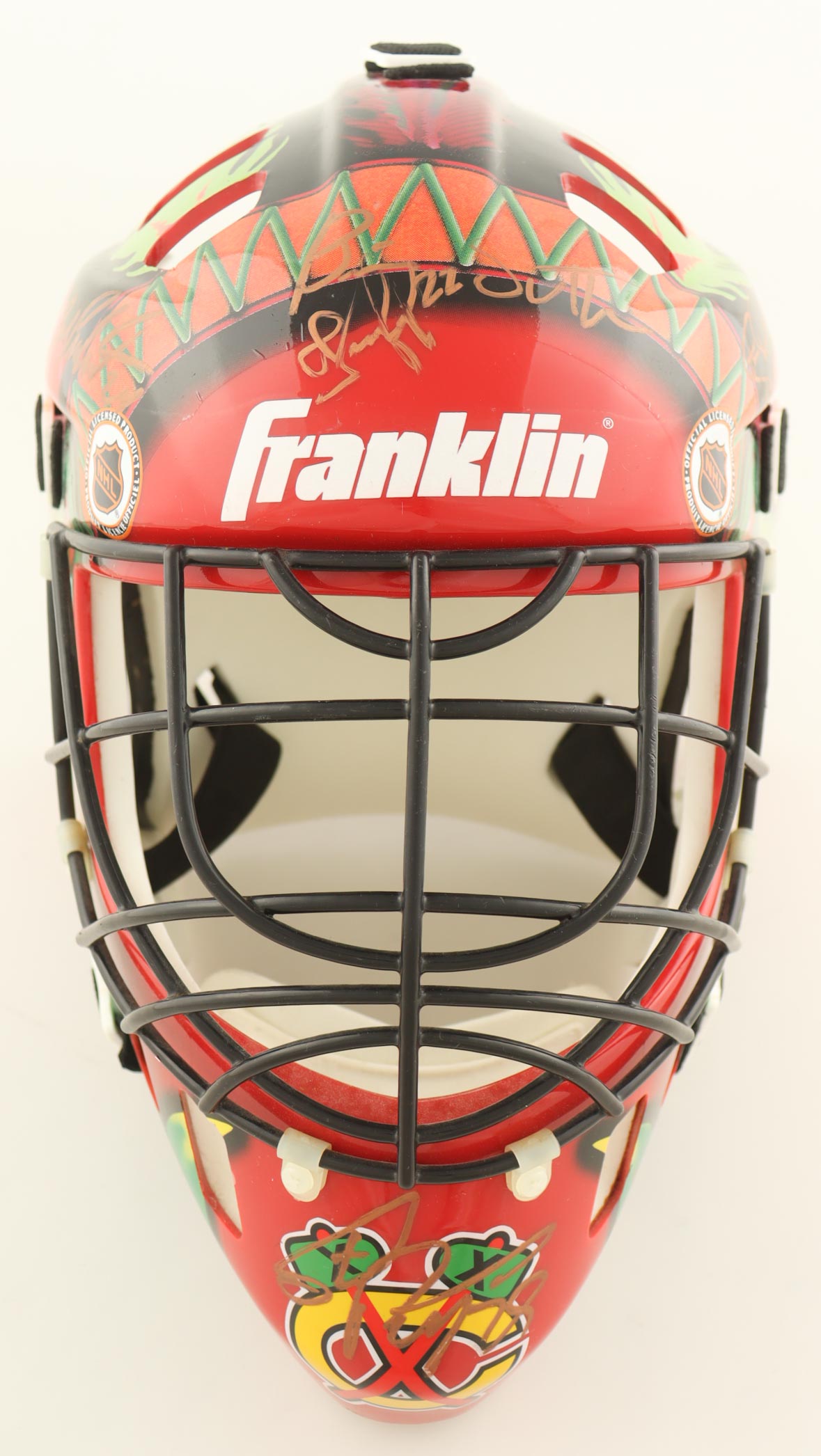 2001-02 Blackhawks | Full-Size Authentic Goalie Mask Team-Signed by (19) with Phil Housley, Tony Amonte, Igor Korolev (JSA) at PristineAuction.com 2001-02 Blackhawks | Full-Size Authentic Goalie Mask Team-Signed by (19) with Phil Housley, Tony Amonte, Igor Korolev (JSA) at PristineAuction.com