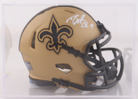 Drew Brees Signed Saints Rave Alternate Speed Mini Helmet with Display Case (Beckett) at PristineAuction.com
