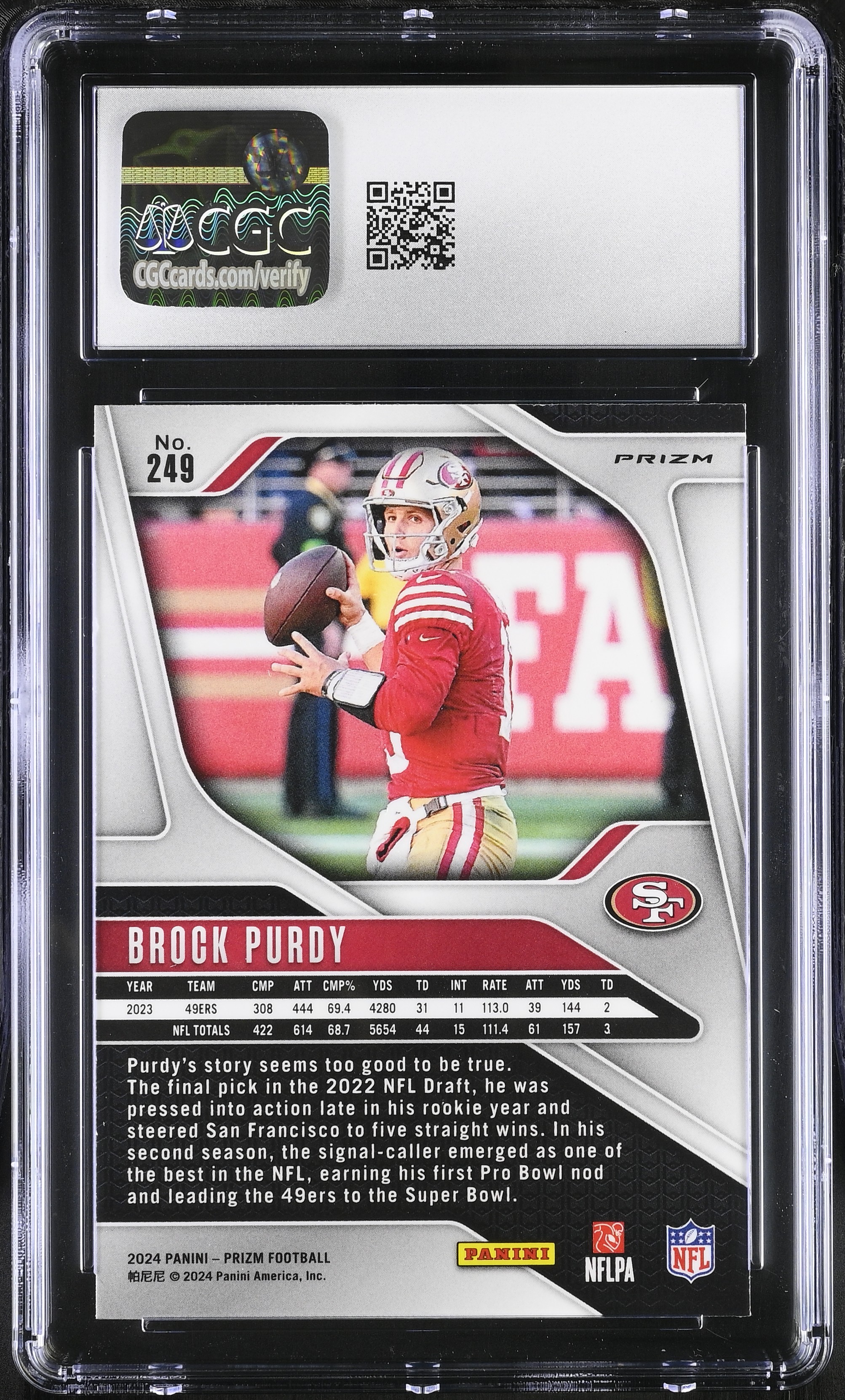 Brock Purdy 2024 Panini Prizm Prizms Orange Disco #249 (CGC 10) at PristineAuction.com Brock Purdy 2024 Panini Prizm Prizms Orange Disco #249 (CGC 10) at PristineAuction.com